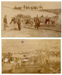 Two Original Wounded Knee Photographs From 1890 and 1891, Shortly After the Massacre -- One Grisly Photograph Shows the Dead Being Hauled Away in a Wagon